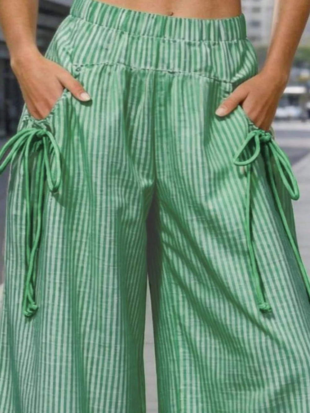 Full Size High-Waisted Striped Wide-Leg Pants Plus Size, image 4