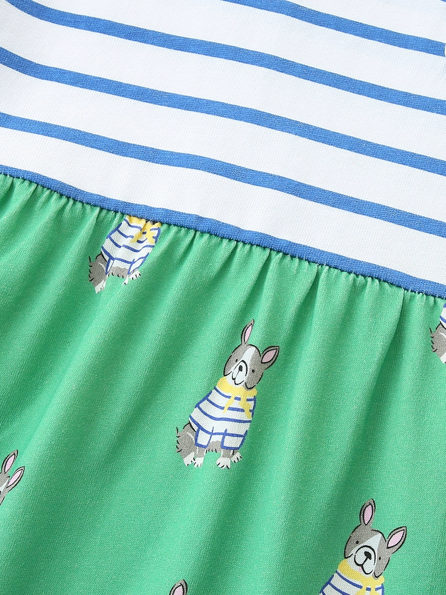 Children's Striped Dog Print Short Sleeve Dress, image 4