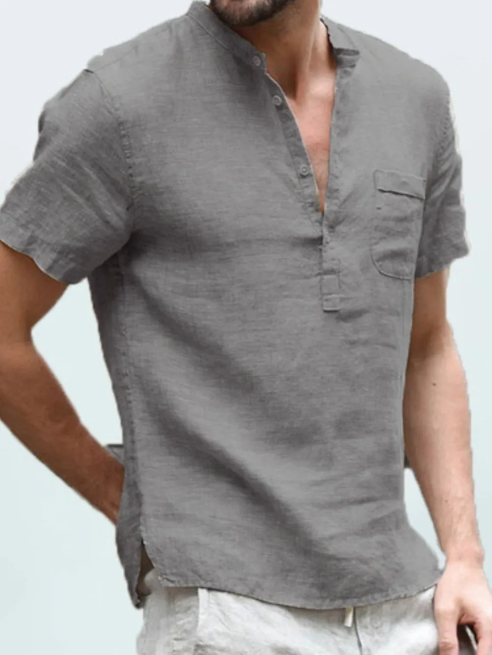 Men's Full Size Half Button Short Sleeve Polo Plus Size, image 6