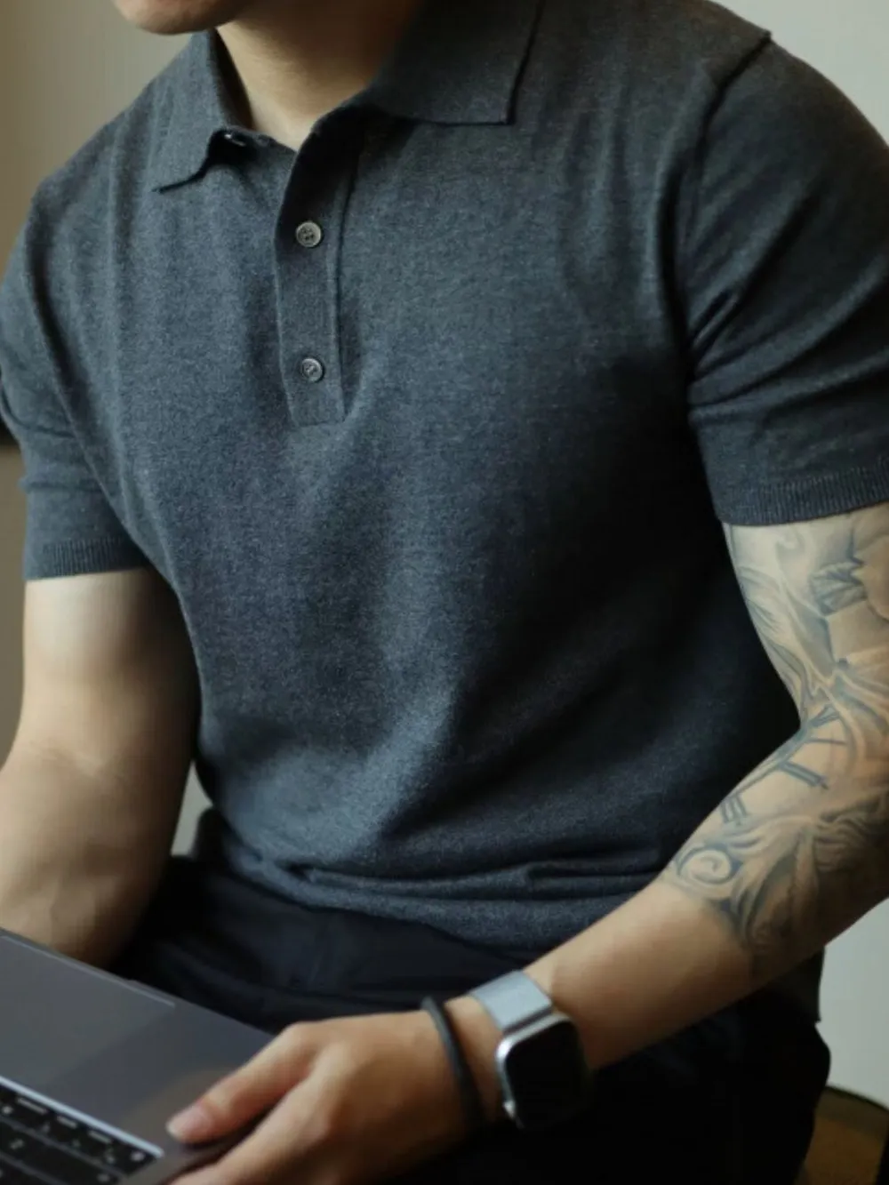 Men's Plus Size Button Detail Short Sleeve Polo, image 2