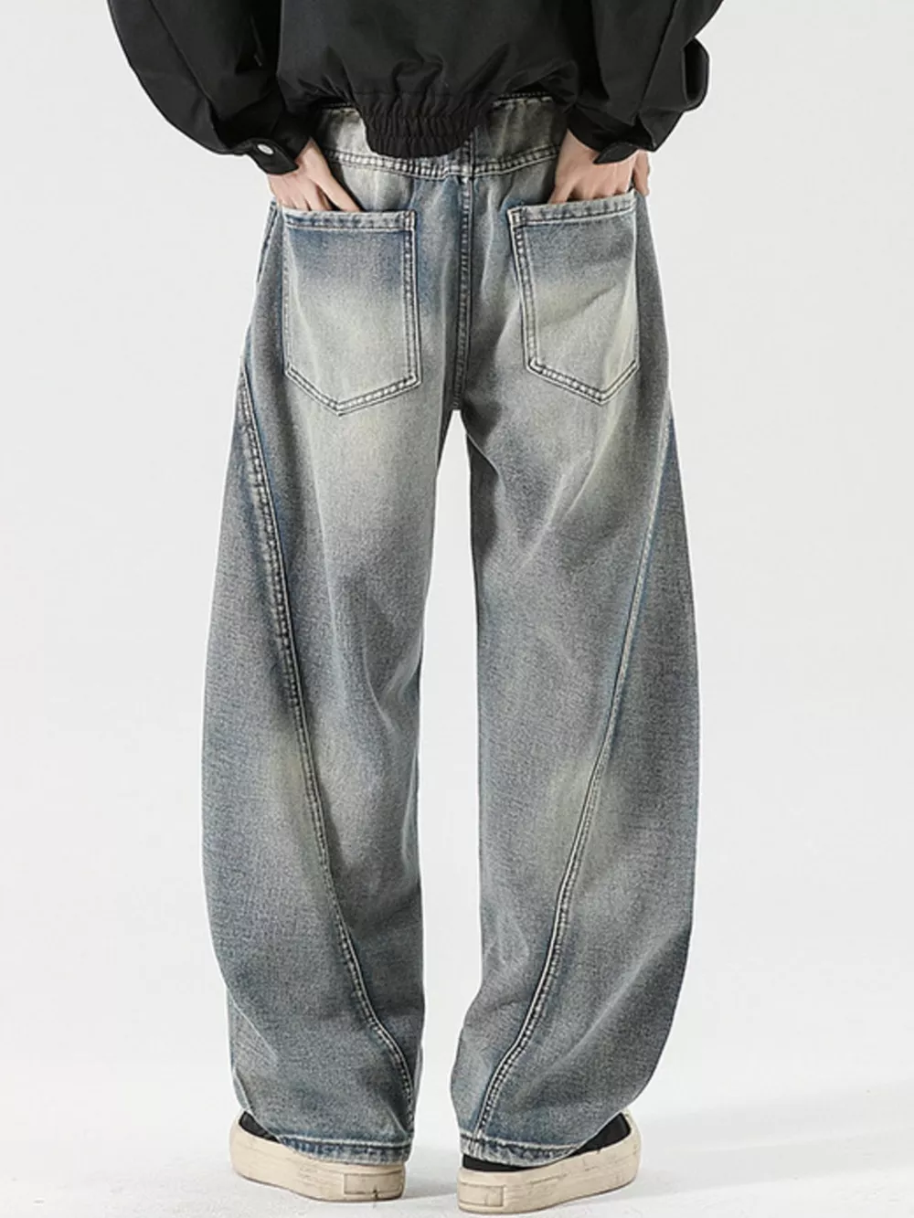 Men's Full Size Vintage Wash Wide Leg Jeans Plus Size, image 4