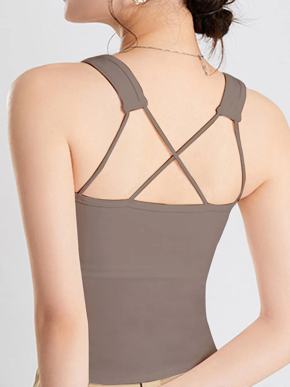Crisscross Scoop Neck Wide Strap Cropped Tank with Chest Pads, image 15