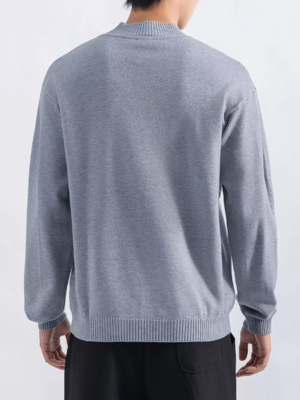 Men's Plus Size Minimalist Mock Neck Sweater, image 3