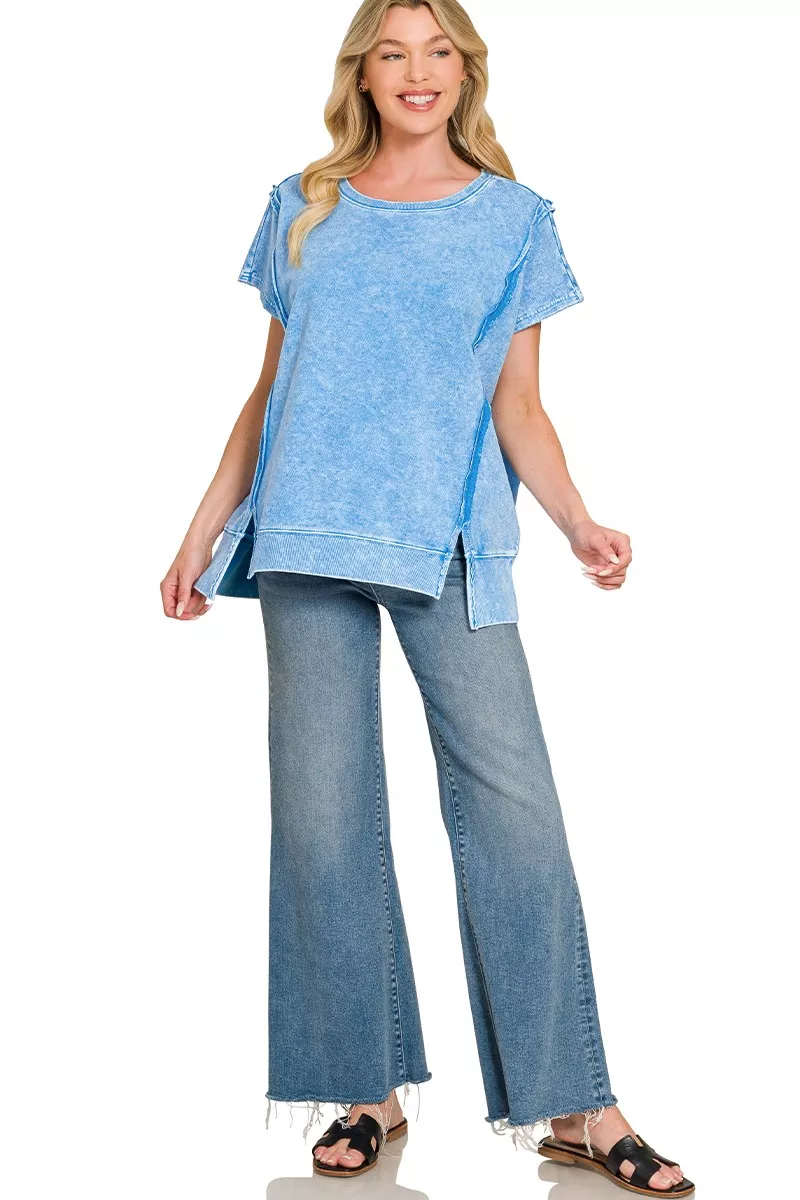 F/terry Halo Snow Washed Oversized Hi-low Top, image 5