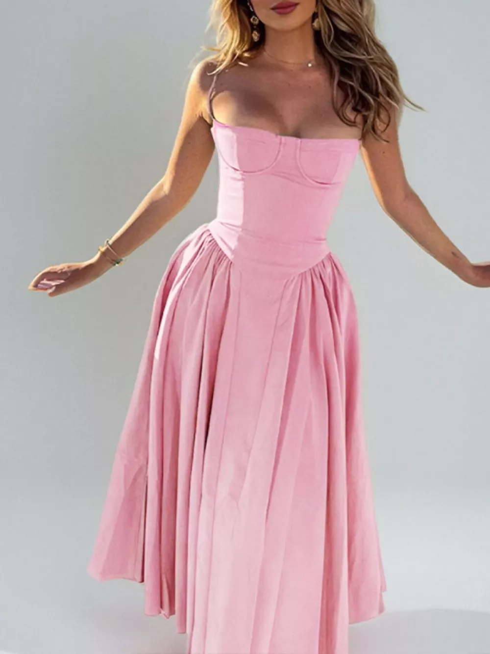 Sweetheart Neck Spaghetti Strap Midi Dress, image 27