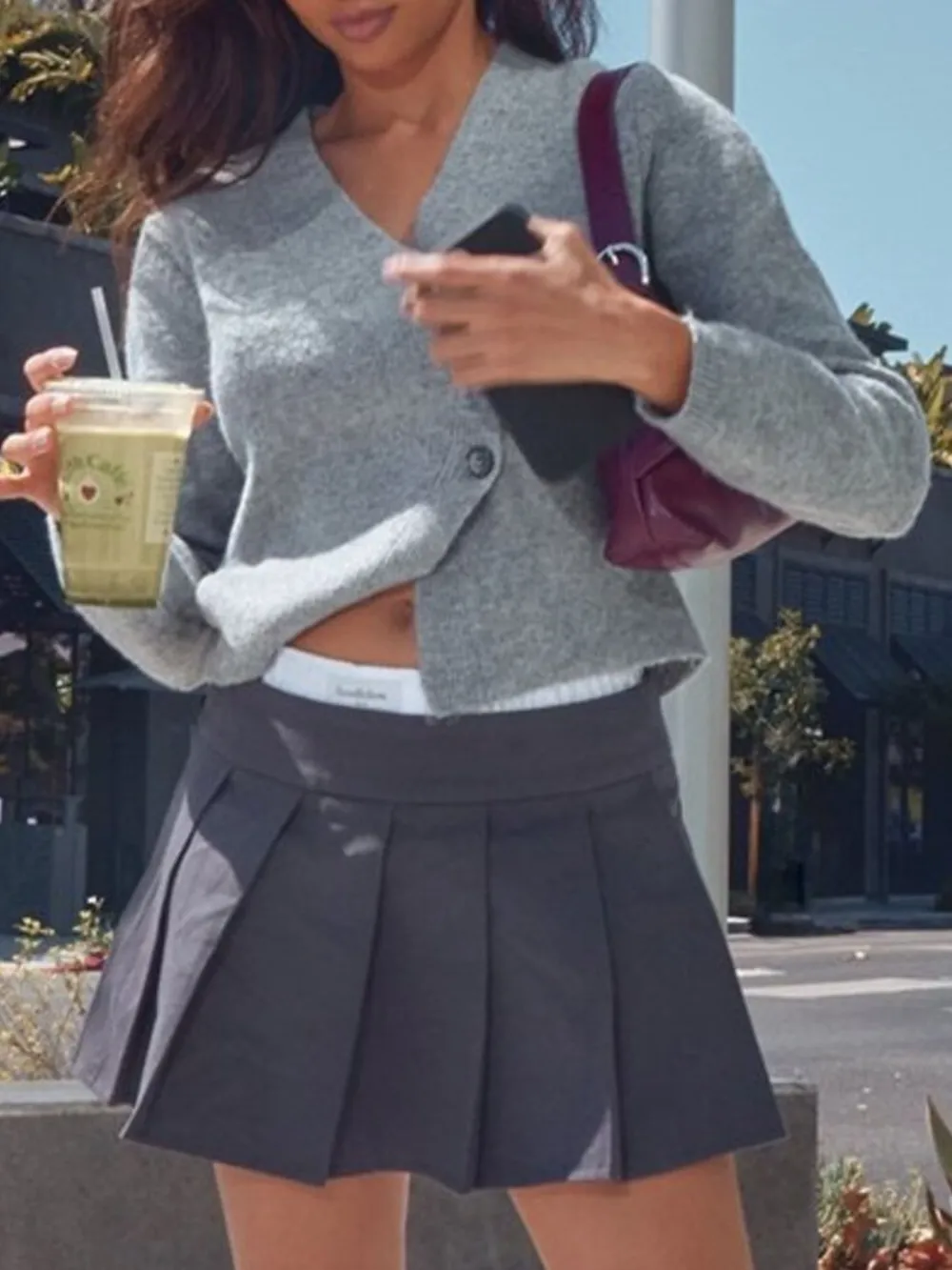 Cropped V-Neck Button-Up Cardigan, image 8
