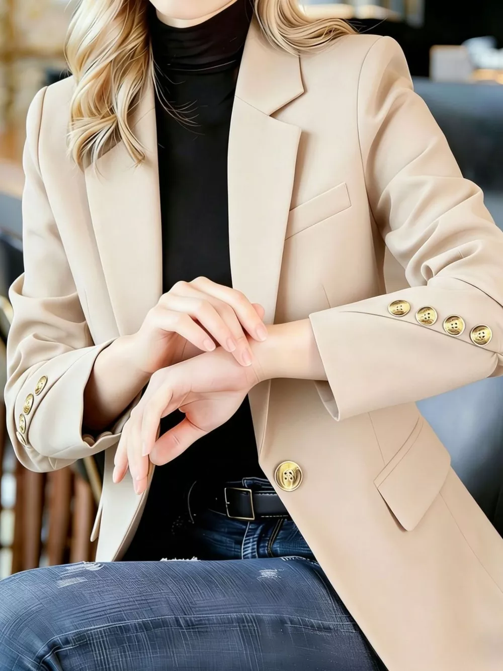 Full Size One Button Lapel Collar Blazer Plus Size, image 6
