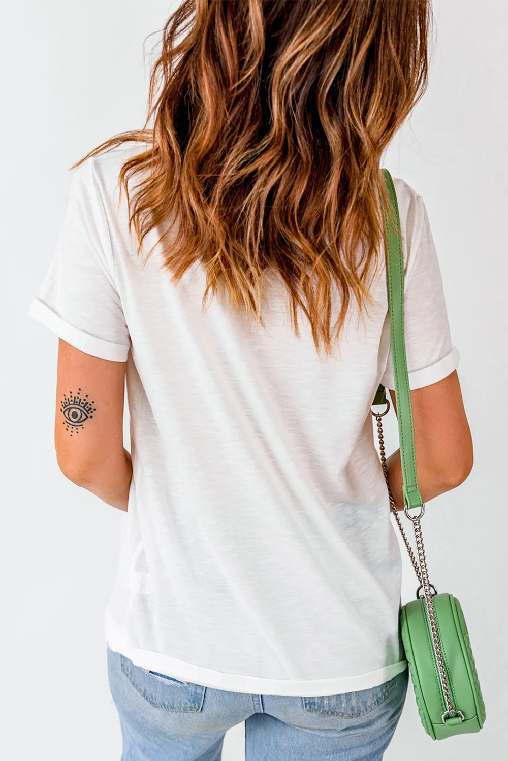 Letter Graphic Round Neck Short Sleeve T-Shirt, image 5