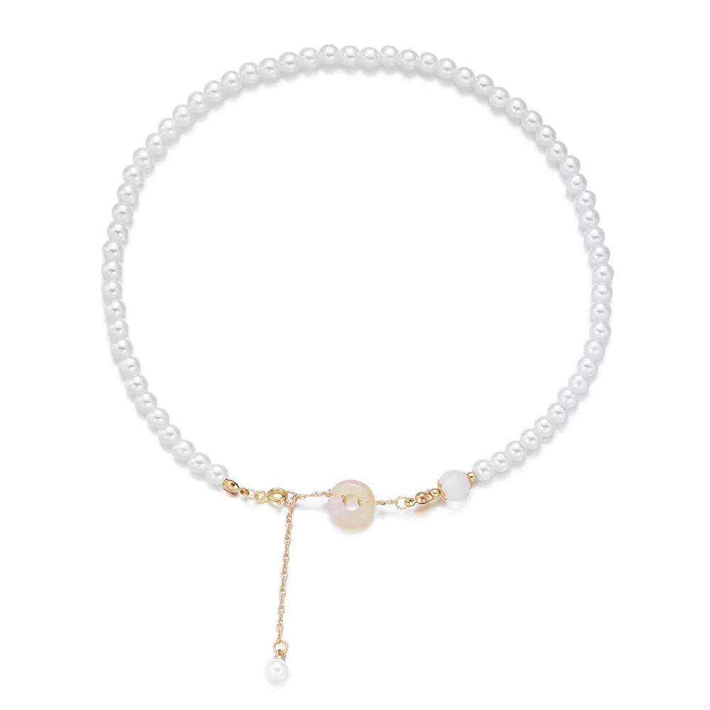 Synthetic Pearl 18K Gold-Plated Resin Pendant Necklace, image 7