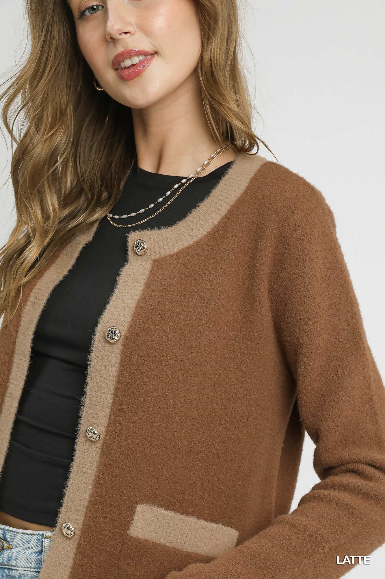 Two-Tone Button Front Cardigan, image 5
