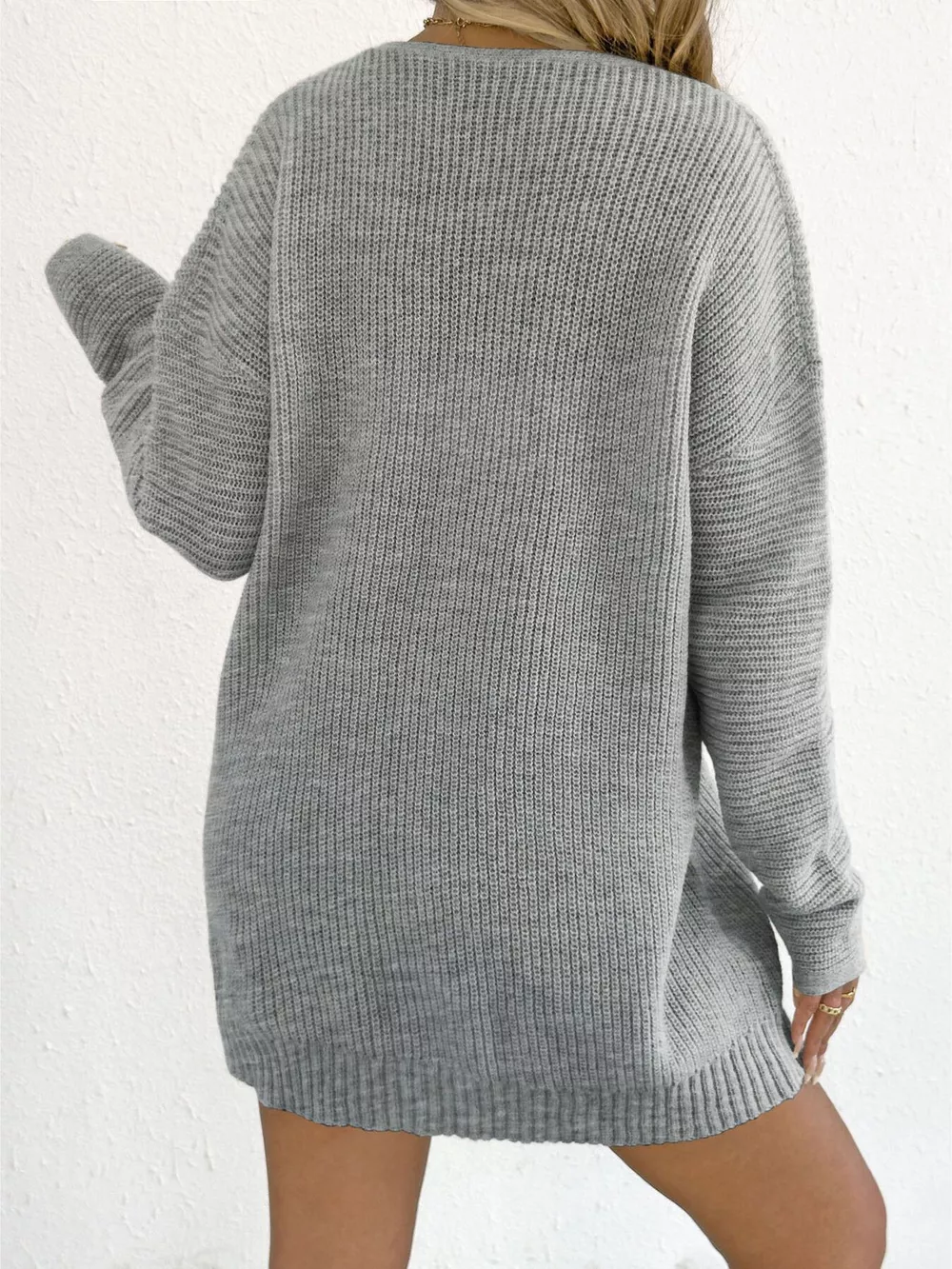 Bow Ribbed Knit Sweater Dress, image 4