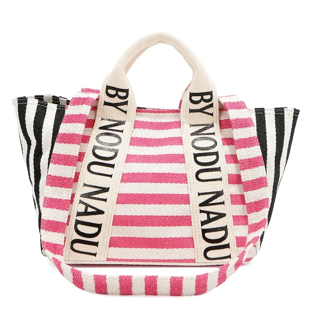 Letter Striped Tote Bag