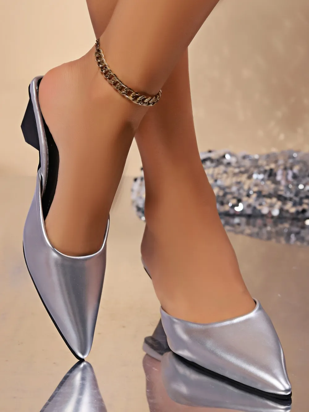 PU Leather Point Toe Sandals, image 6