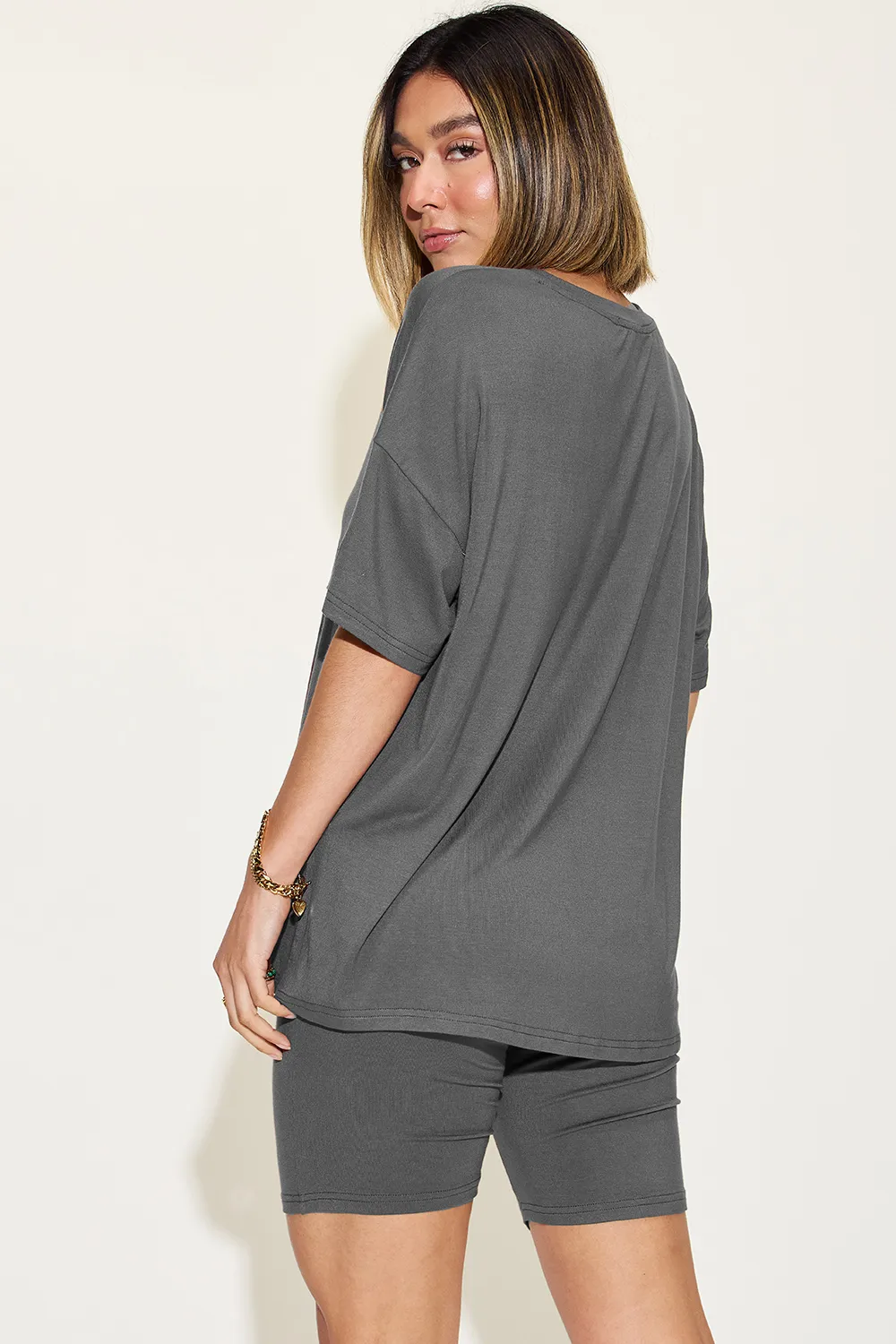 Full Size V-Neck Drop Shoulder T-Shirt and Shorts Set, image 21