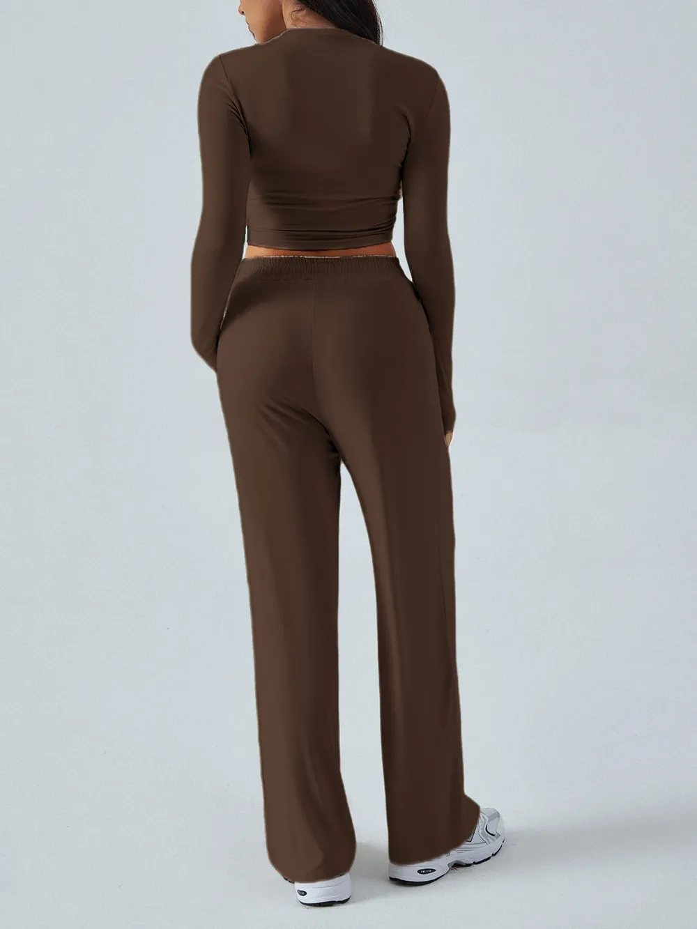 Round Neck Long Sleeve Top and Pants Set, image 5