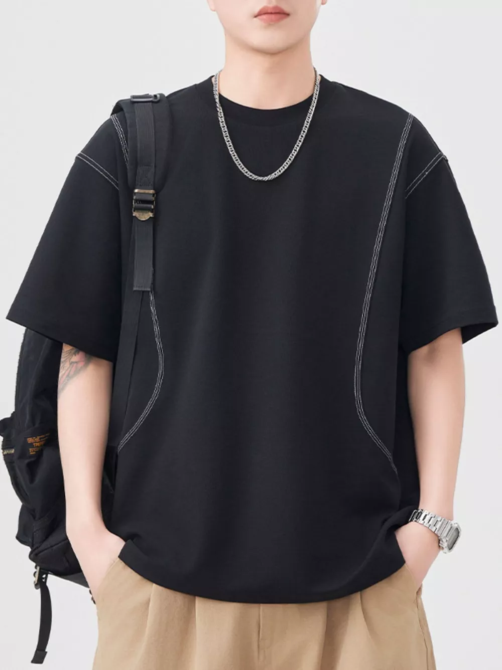 Men's Plus Size Round Neck Short Sleeve T-Shirt, image 6