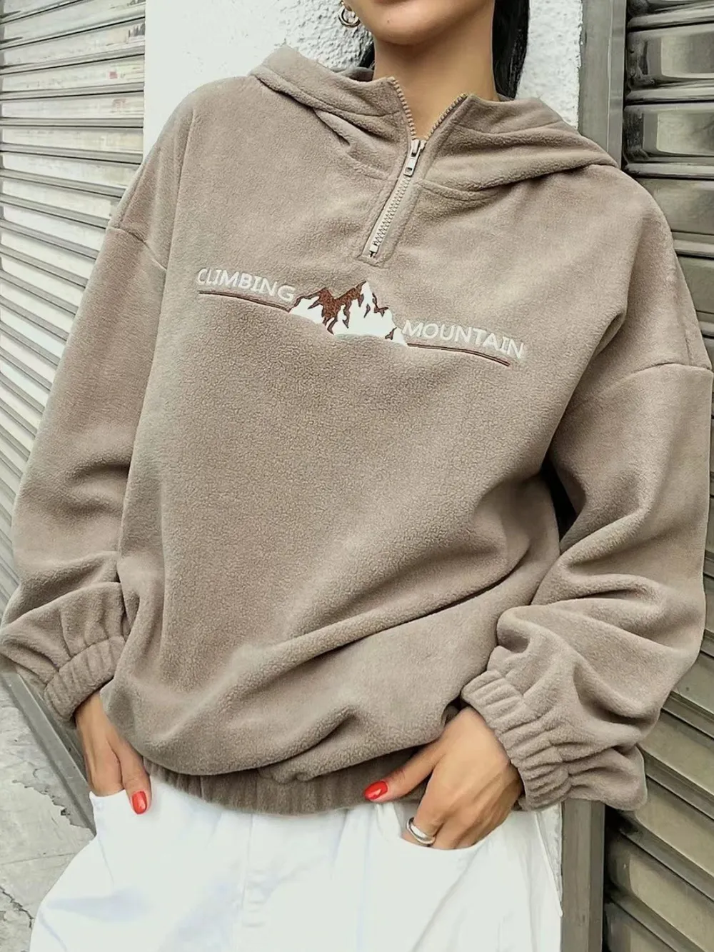 Mountain Quarter Zip Long Sleeve Hoodie, image 2