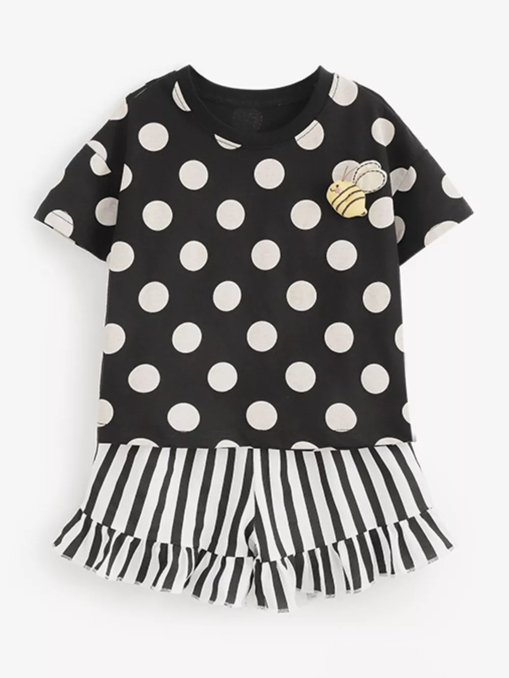 Children's Polka Dot Top and Ruffle Trim Shorts Set, image 2