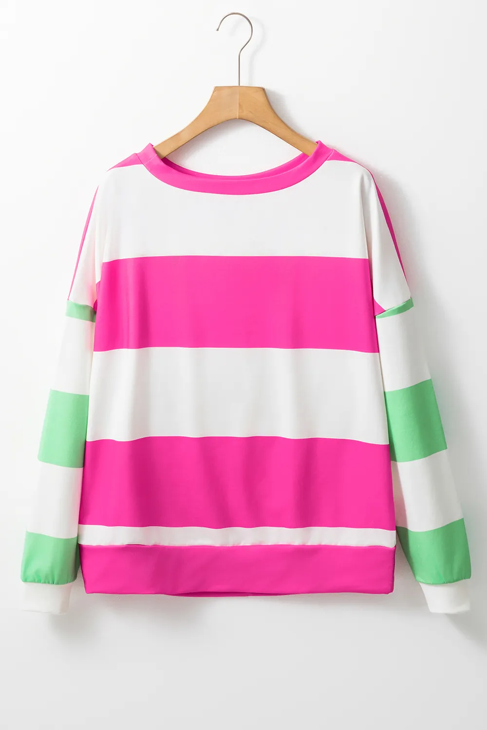 Contrast Color Block Round Neck Long Sleeve Top, image 7