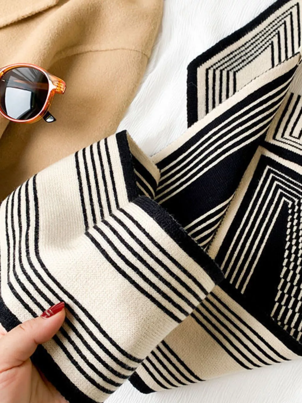 Striped Knitted Winter Scarf, image 2