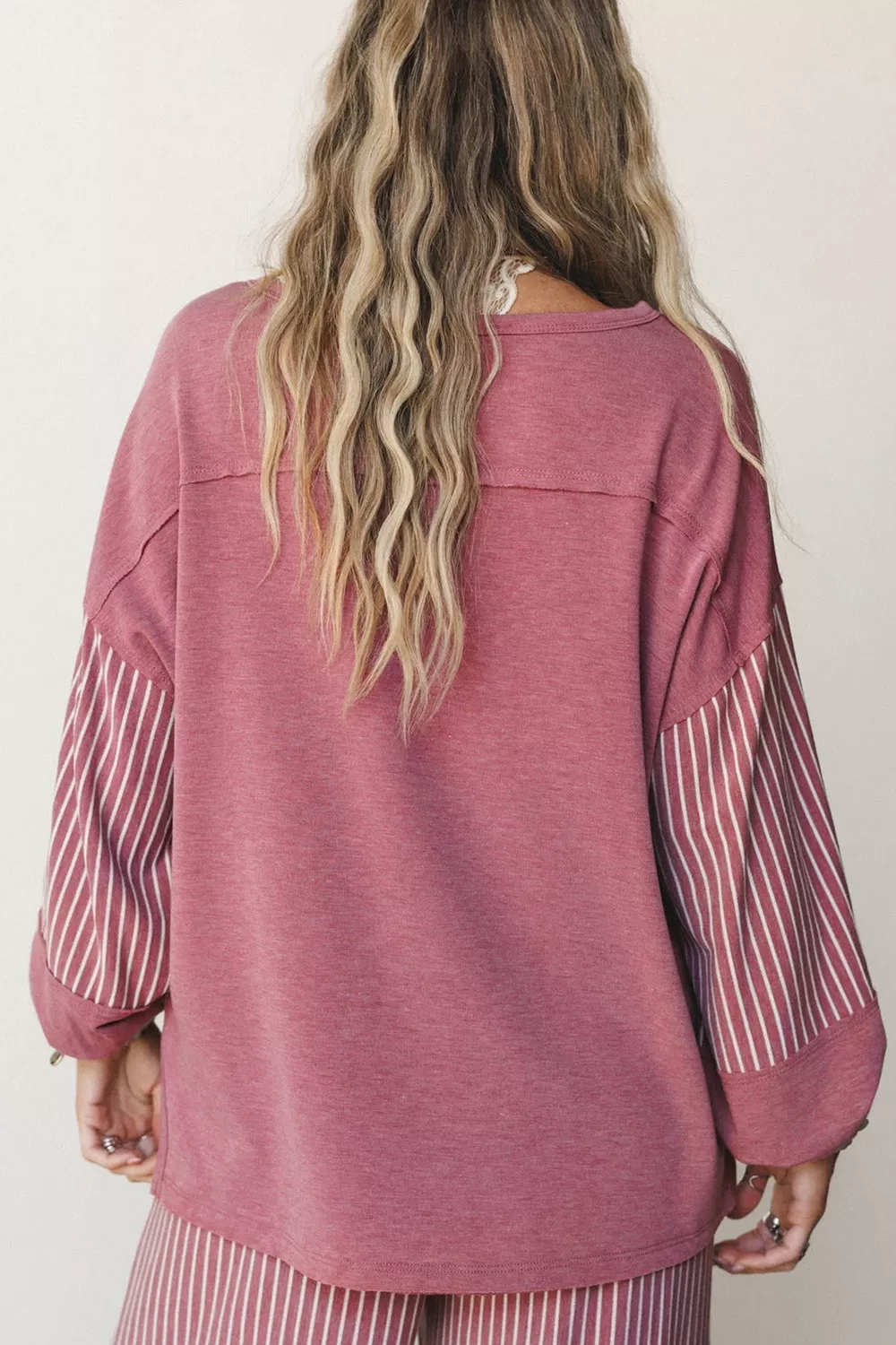Rae Edge Patchwork Long Sleeve Top and Pocket Casual Pants Set, image 3