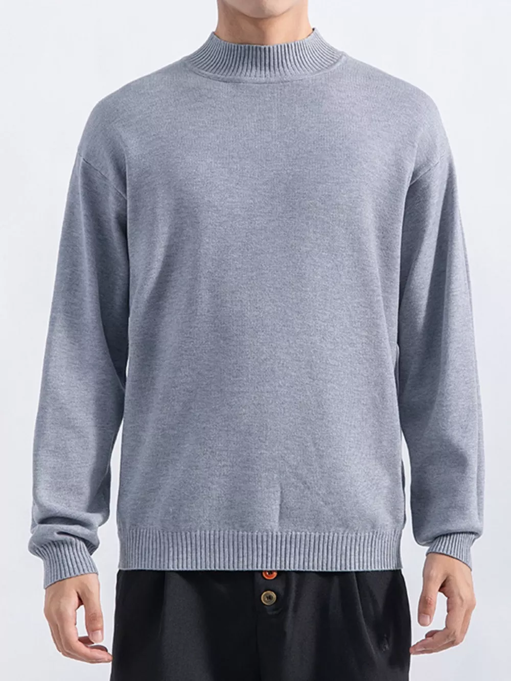 Men's Plus Size Minimalist Mock Neck Sweater