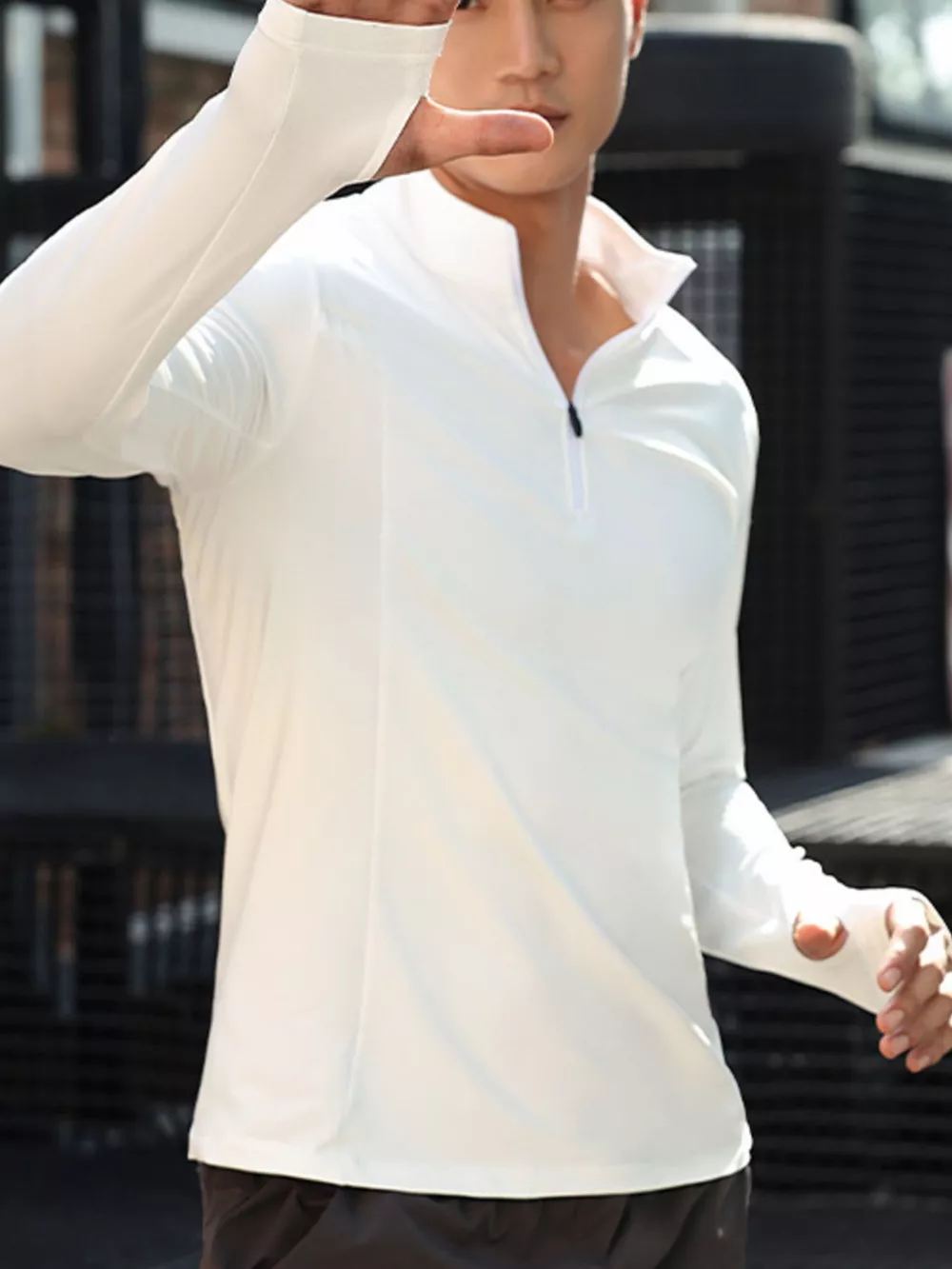 Men's Plus Size Quarter Zip Long Sleeve Active T-Shirt, image 4