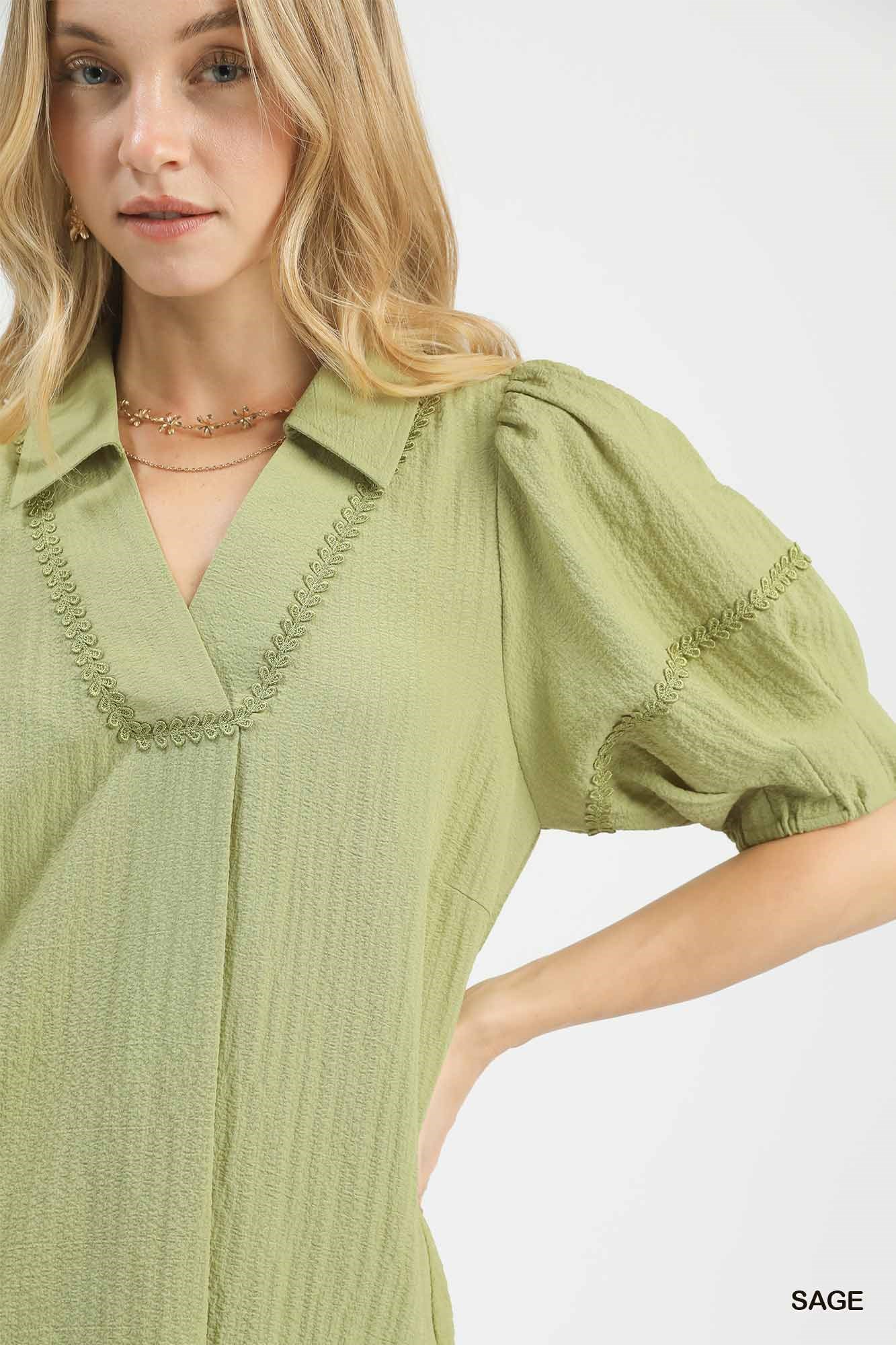 Textured Puff Sleeve Top, image 4