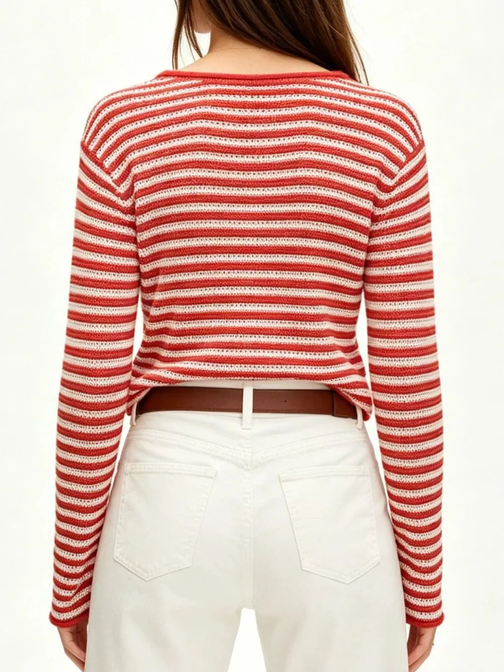 Striped Boat Neck Knit Sweater, image 10