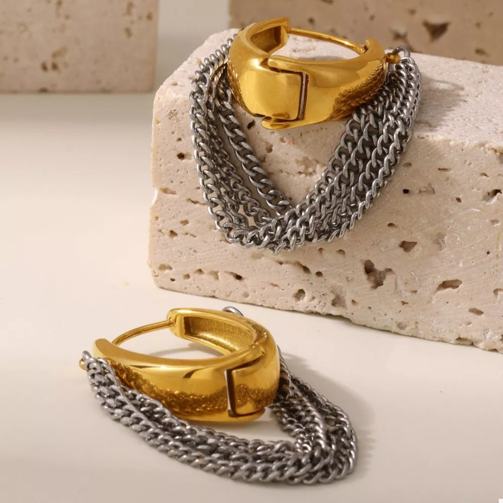 Chunky Chain Hoop Earrings, image 7