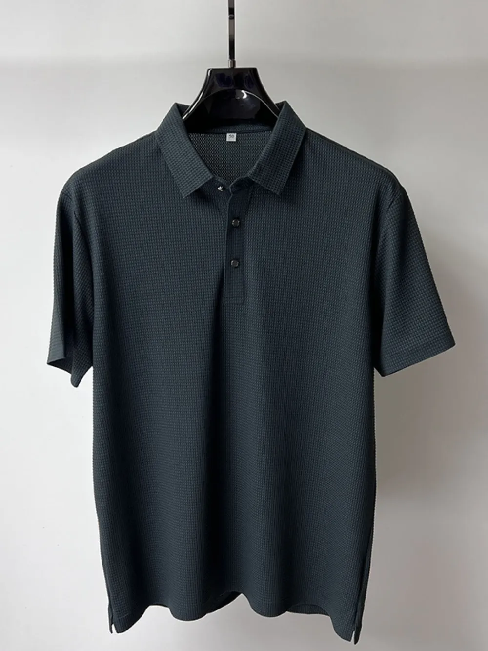 Men's Plus Size Waffle Knit Short Sleeve Polo, image 7
