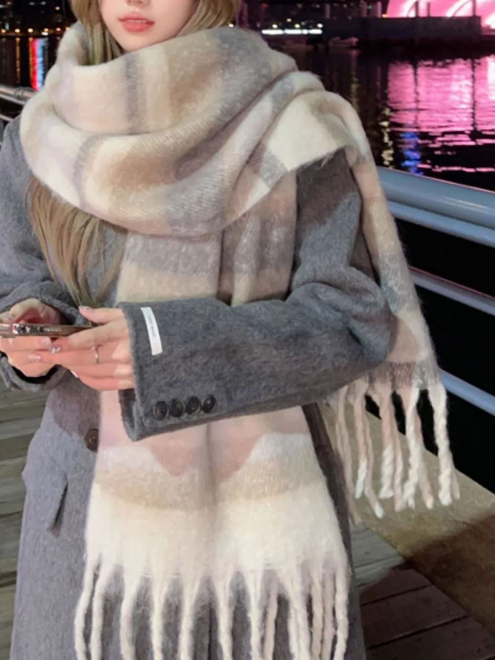 Striped Fringe Scarf