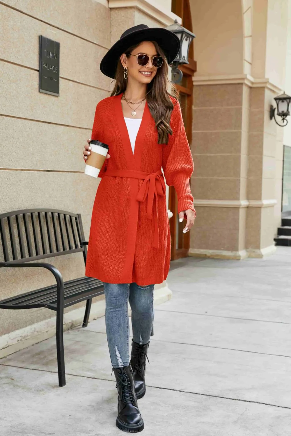 Open Front Lantern Sleeve Cardigan, image 14