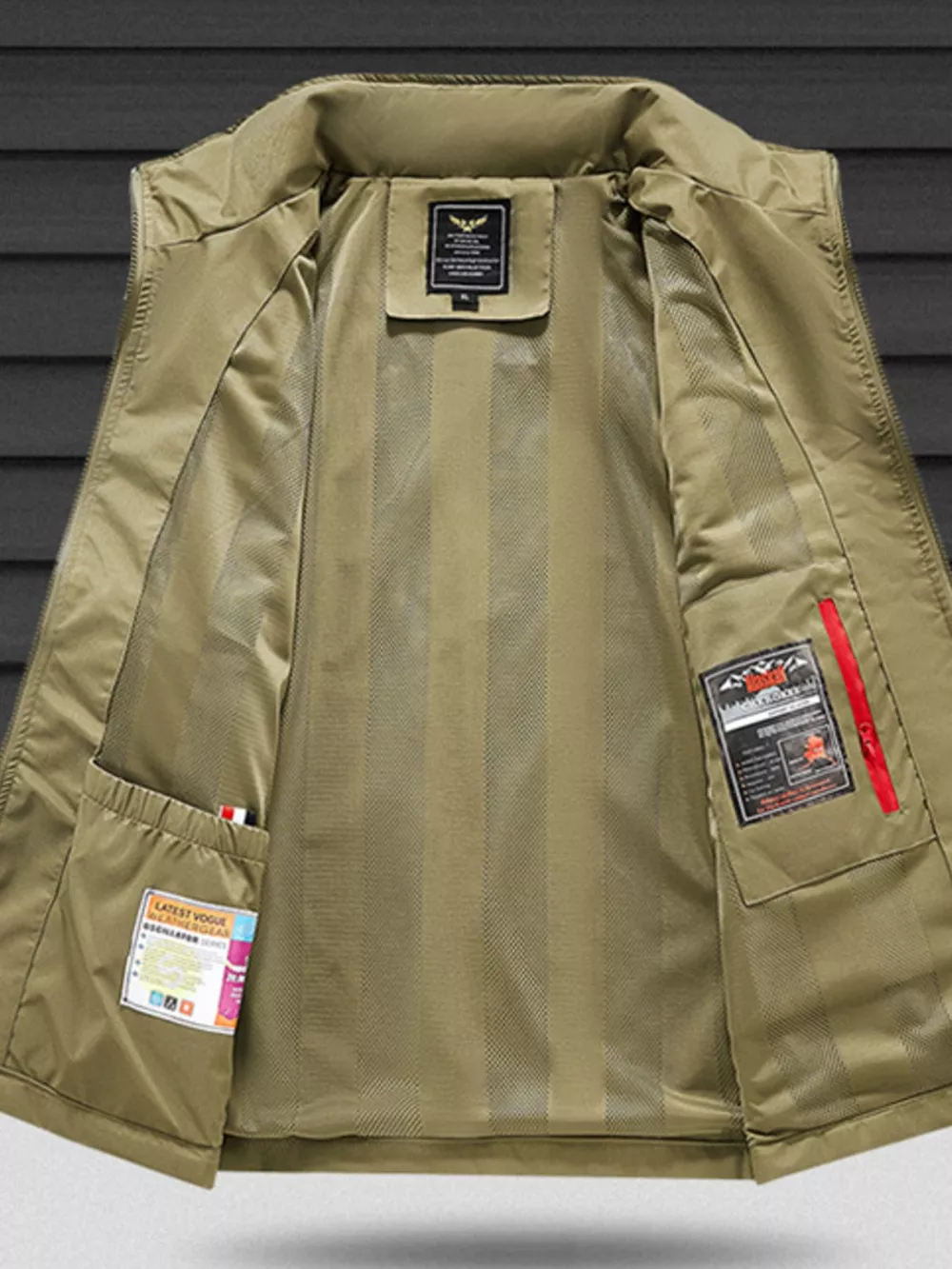 Men's Plus Size Zip Up Vest with Pockets, image 4