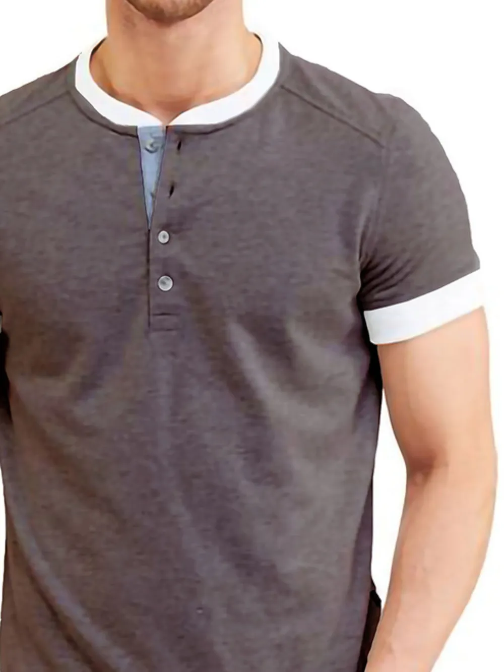 Men's Contrast Trim Henley Top, image 5