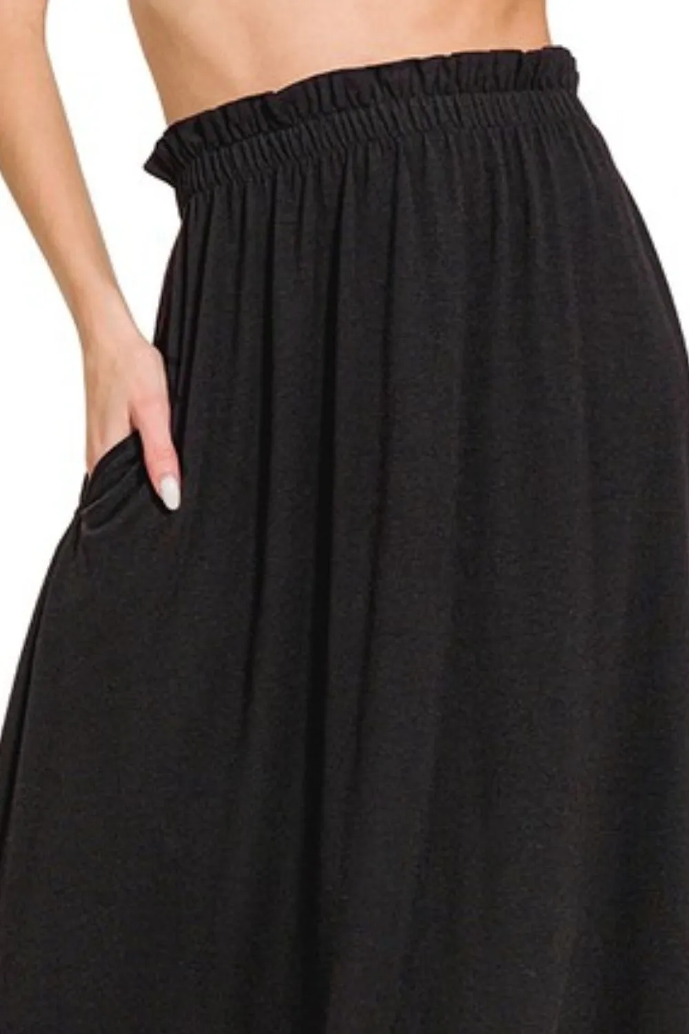 Paperbag Waist Midi Skirt With Pockets, image 3