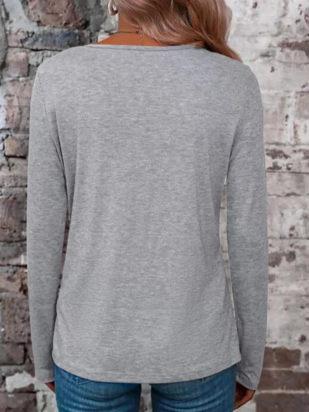 Crisscross V-Neck Long Sleeve T-Shirt, image 4