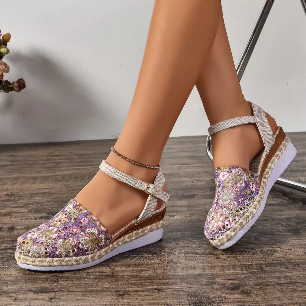 Floral Ankle Strap Espadrille Sandals, image 3