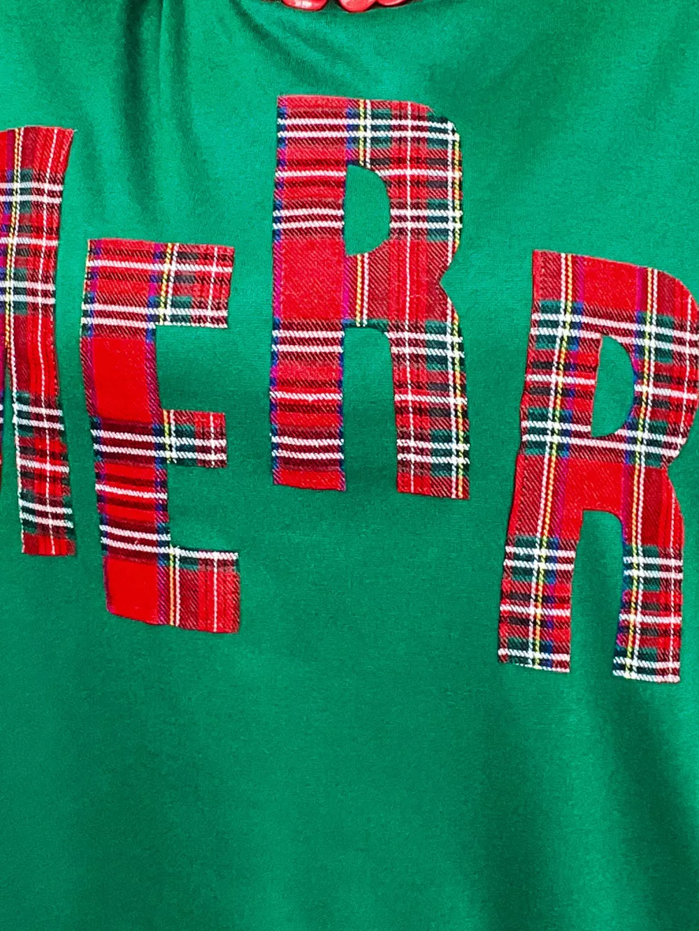 Plaid Letter Graphic Round Neck Sweatshirt, image 4
