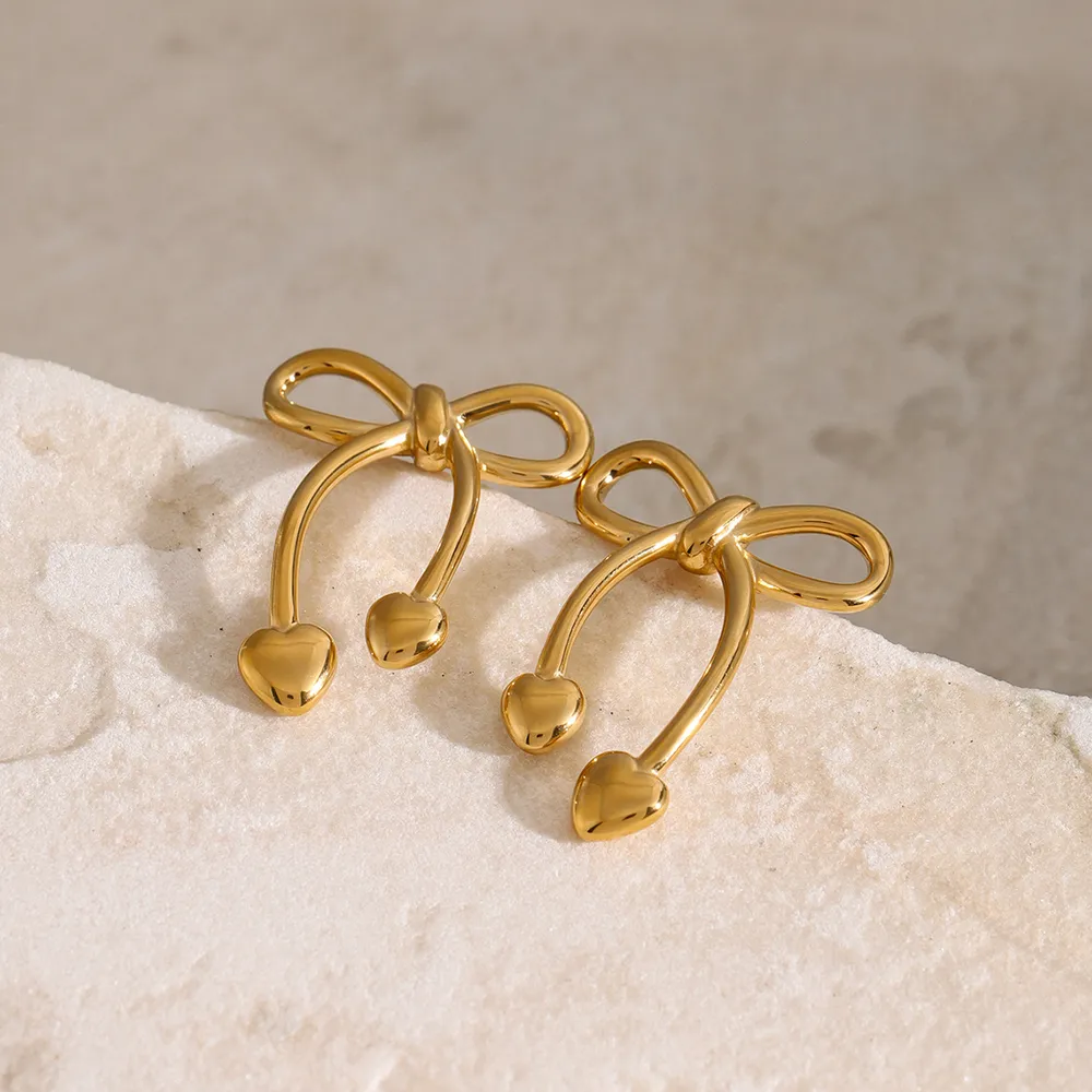 Stainless Steel Bow Earrings, image 3