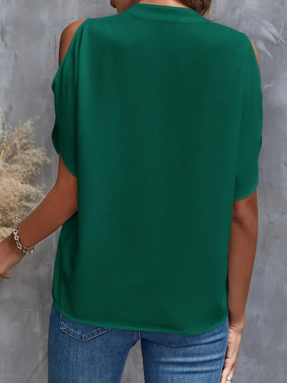 Notched Cold Shoulder Blouse, image 24