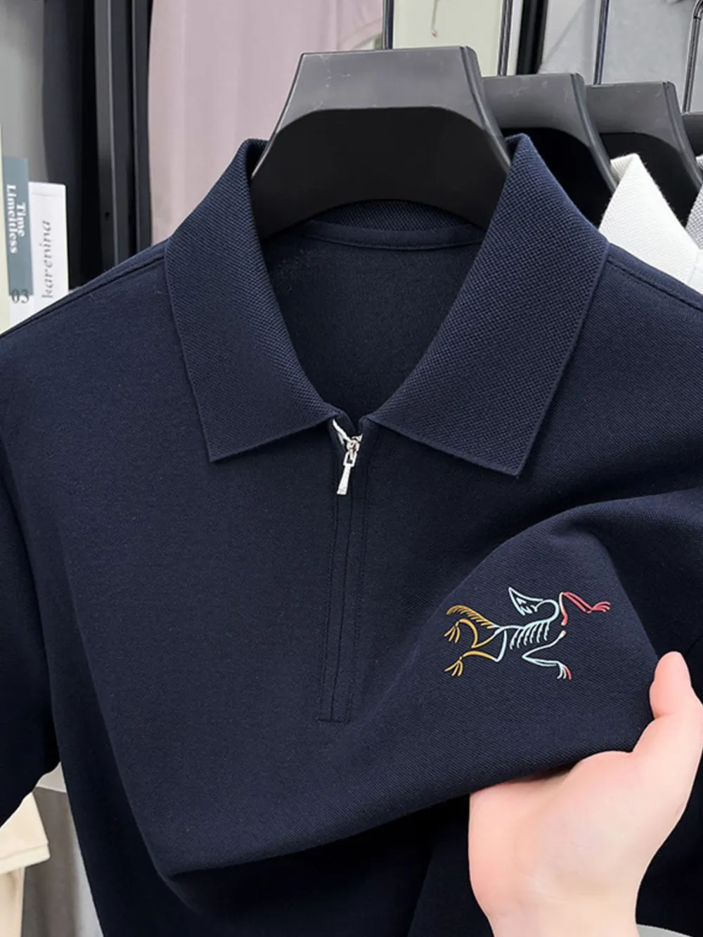 Men's Quarter Zip Short Sleeve Polo, image 3