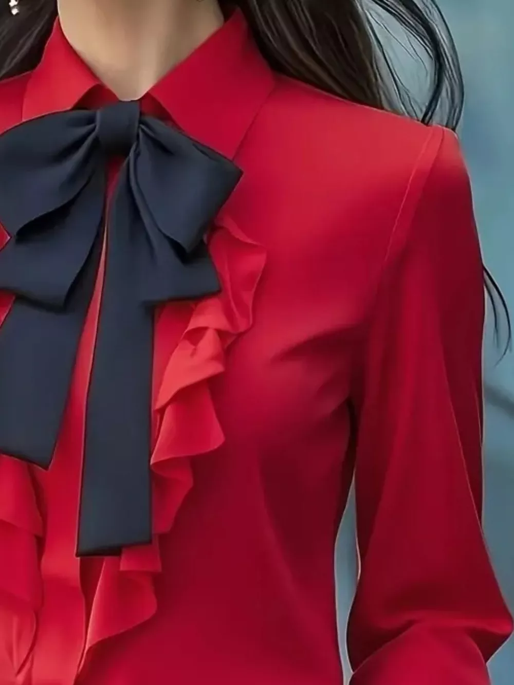 Ruffled Tie Front Long Sleeve Blouse, image 12