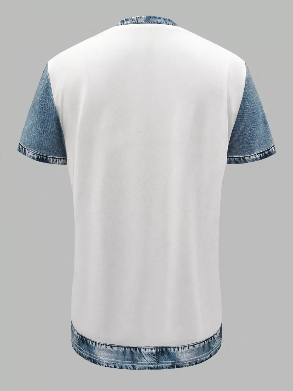 Denim Patchwork Short Sleeve Blouse, image 10