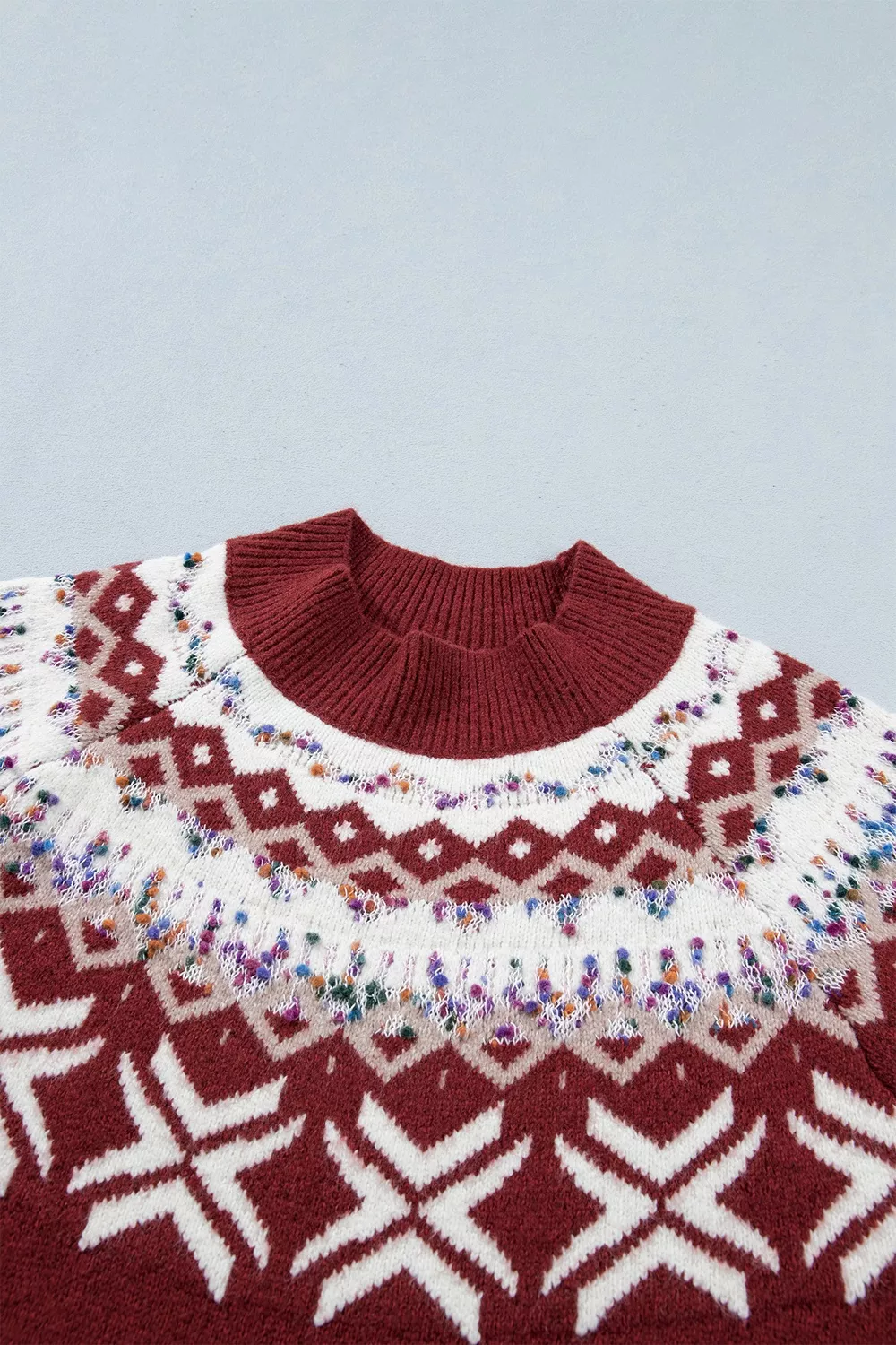 Christmas Theme Geometric Pattern Knit Round Neck Shift Sweater, image 8