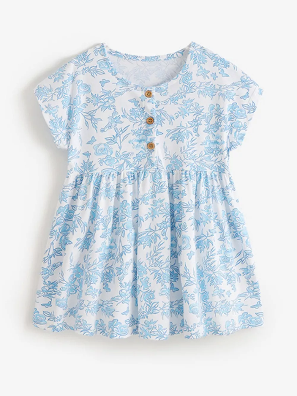 Children's Floral Print Button-Front Casual Dress, image 2