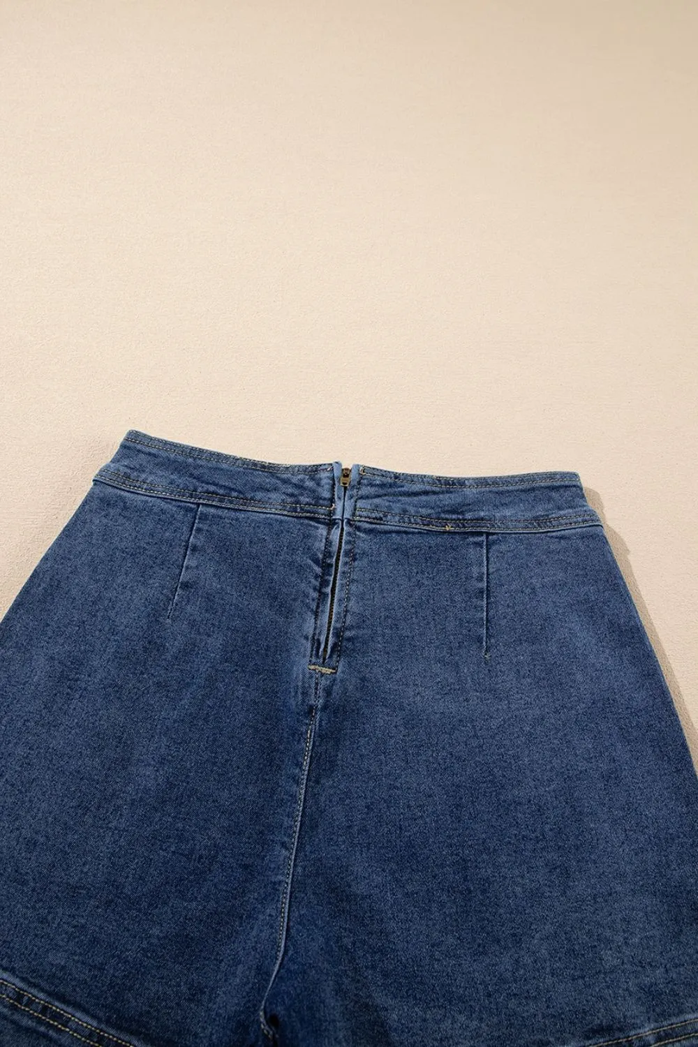 Asymmetrical Denim Skort with Pockets, image 7
