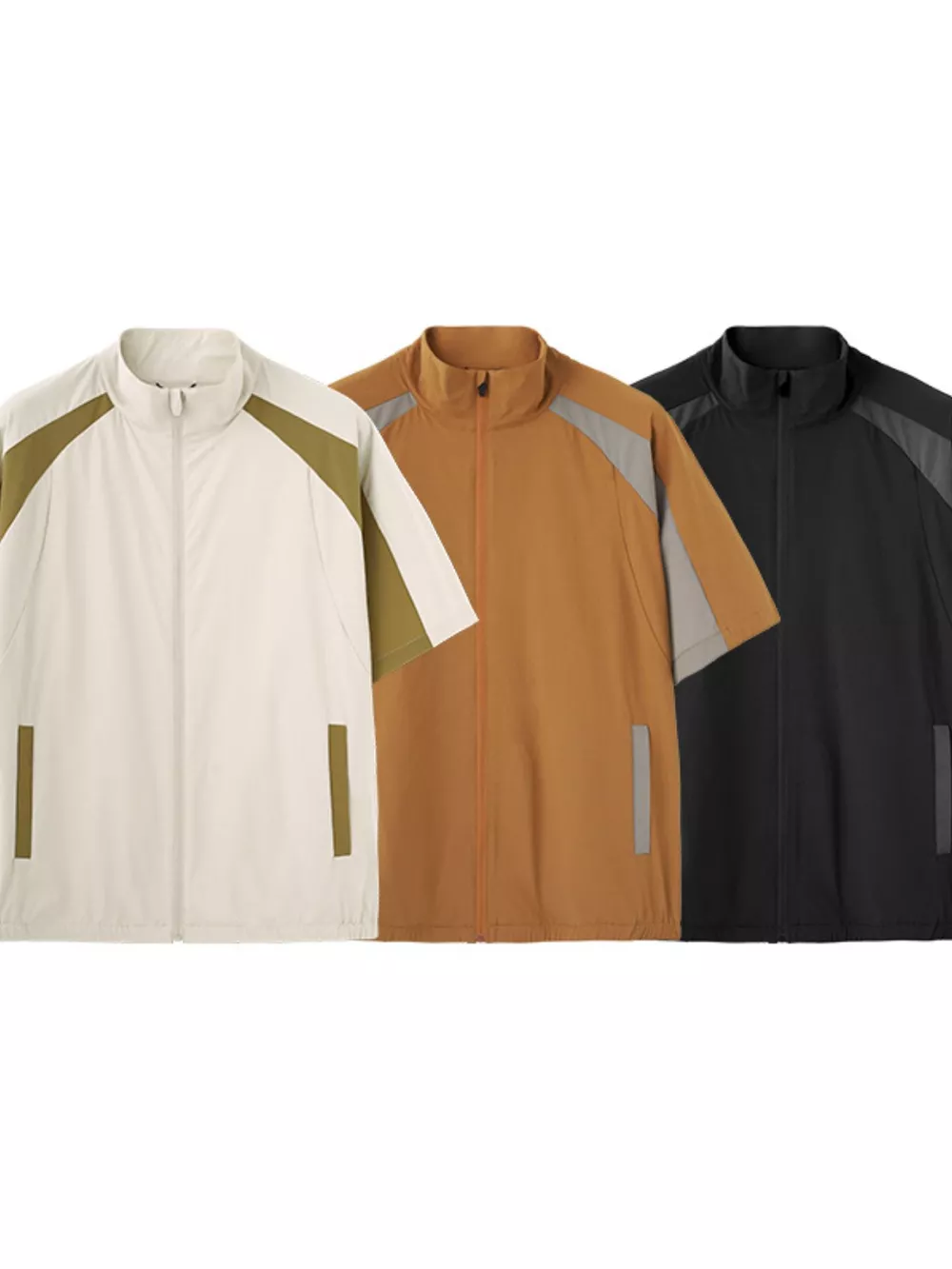 Men's Color Block Zip Up Short Sleeve Jacket, image 9