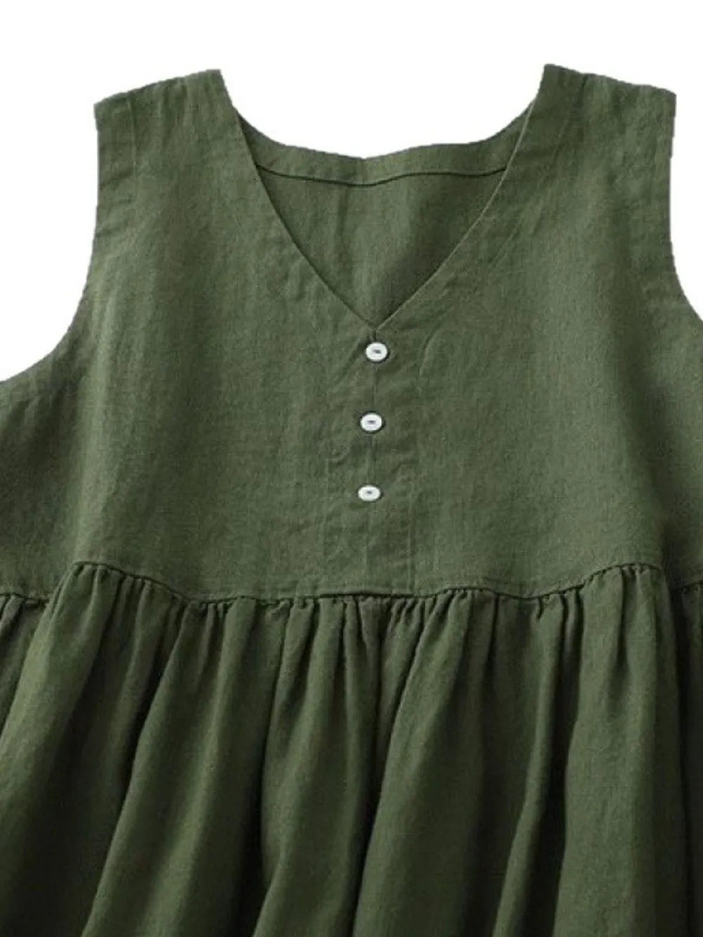 V-Neck Button Detail Sleeveless Midi Dress, image 6