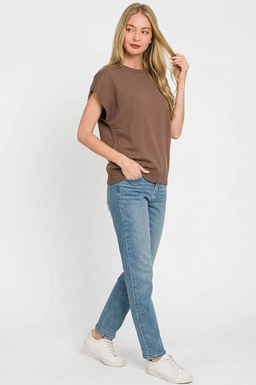 Viscose Round-neck Short Sleeve Sweater, image 3